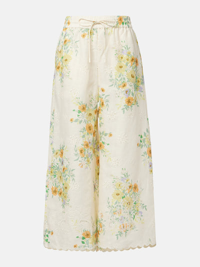 Alémais Juliette floral linen wide-leg pants at Collagerie