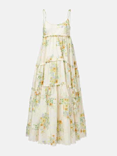 Alémais Juliette floral tiered cotton midi dress at Collagerie