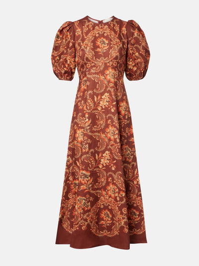 Alémais Seraphina printed linen midi dress at Collagerie