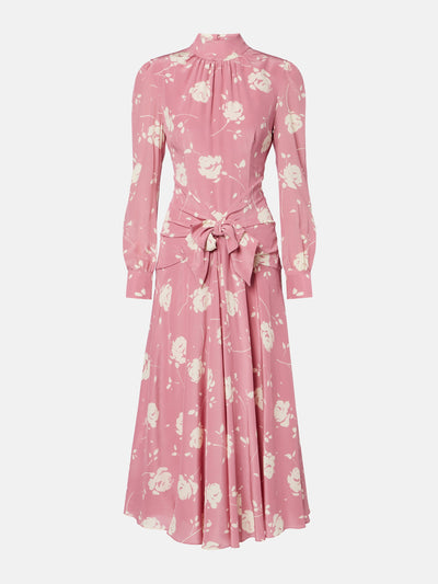 Alessandra Rich Bow-detail floral silk midi dress at Collagerie