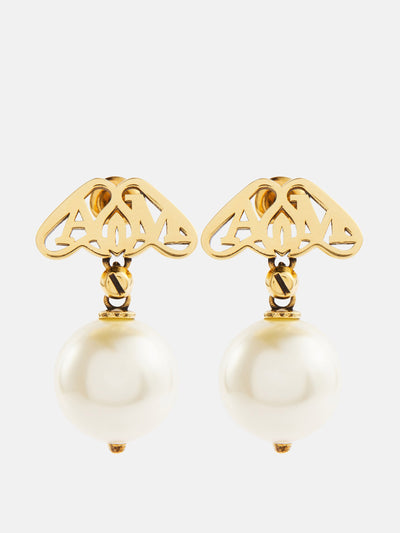 Alexander Mcqueen Seal faux pearl earrings at Collagerie