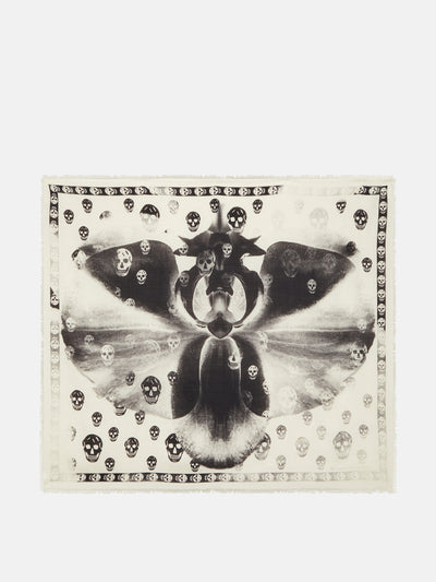 Alexander Mcqueen Moth print wool scarf at Collagerie