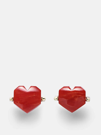 Aliita Corazón Mini 9kt and 18kt gold earrings with coral at Collagerie