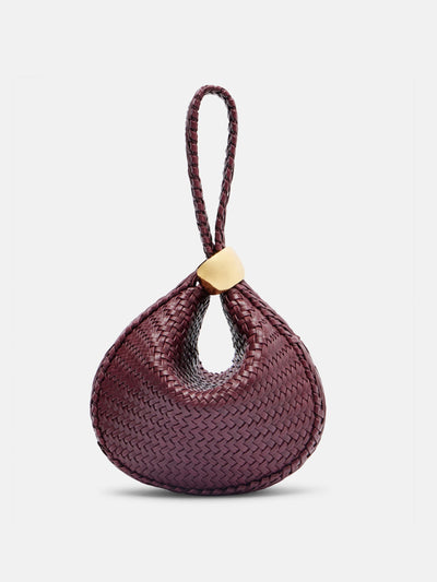 Amanu Zambia woven leather clutch at Collagerie