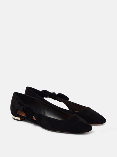 Aquazzura Very Bow Tie suede ballet flats at Collagerie