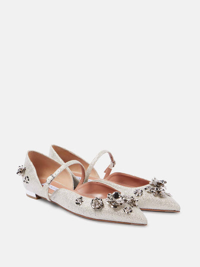 Aquazzura Bloom embellished ballet flats at Collagerie