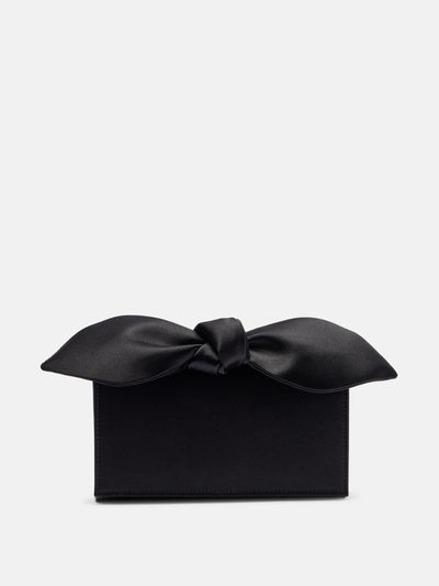 Aquazzura Bow Tie Mini satin clutch at Collagerie
