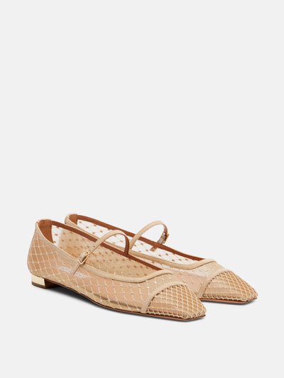 Aquazzura Juliette suede-trimmed Mary Jane flats at Collagerie