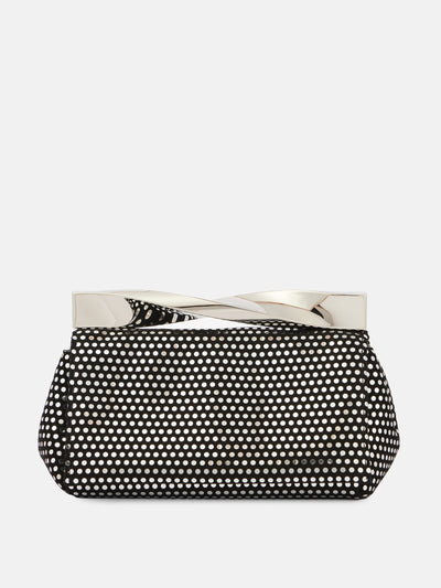 Aquazzura Twist Mini studded suede clutch at Collagerie