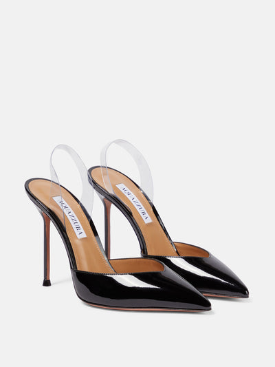 Aquazzura V Plexi leather slingback pumps at Collagerie