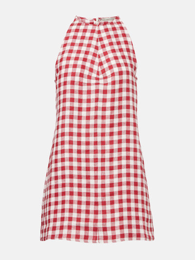 Asceno Antiqua gingham linen minidress at Collagerie