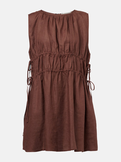 Asceno Gathered linen minidress at Collagerie
