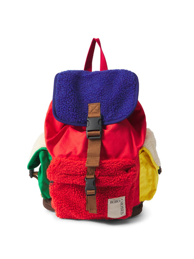 Bobo Choses Colorblocked faux shearling backpack at Collagerie