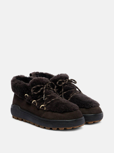 Bogner Chamonix shearling-trimmed suede ankle boots at Collagerie