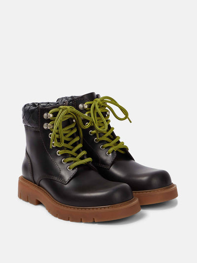 Bottega Veneta Haddock leather combat boots at Collagerie