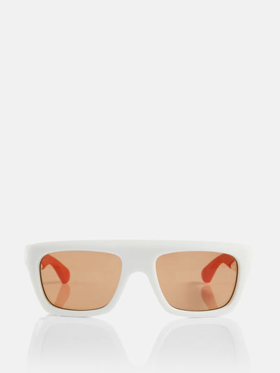 Bottega Veneta White square frame sunglasses at Collagerie