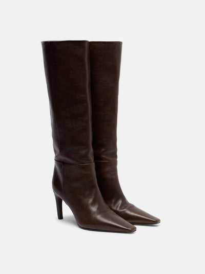 Brunello Cucinelli Monili leather knee-high boots at Collagerie