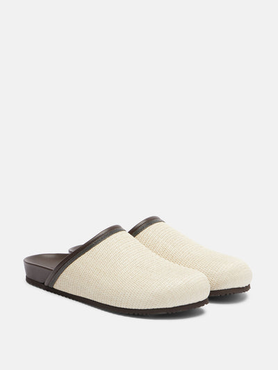 Brunello Cucinelli Monili leather-trimmed mules at Collagerie
