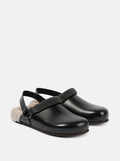 Brunello Cucinelli Monili shearling-lined leather clogs at Collagerie