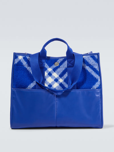 Burberry Jacquard check wool tote bag at Collagerie