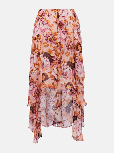 Chloé Draped floral silk midi skirt at Collagerie