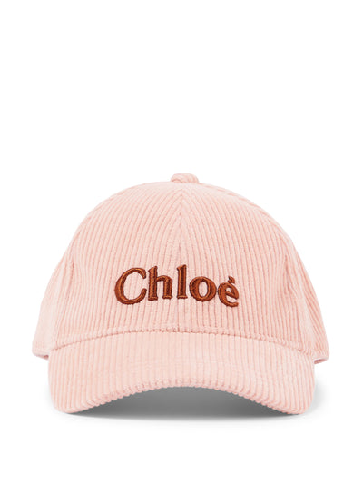 Chloé Kids Logo cotton corduroy baseball cap at Collagerie