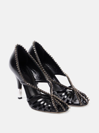 Chloé Leonie embellished leather pumps at Collagerie
