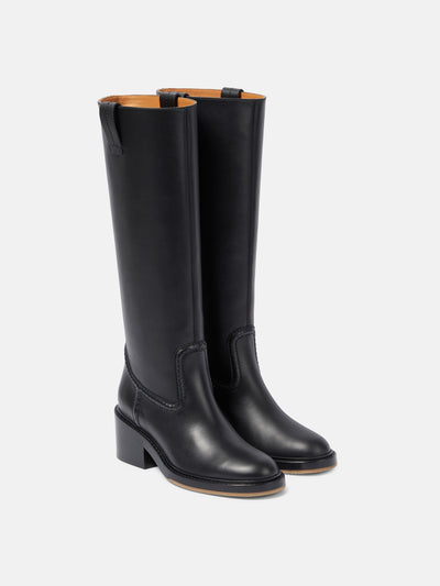 Chloé Black leather knee-high boots at Collagerie