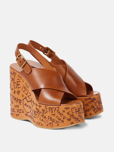 Chloé Maxime leather wedge sandals at Collagerie