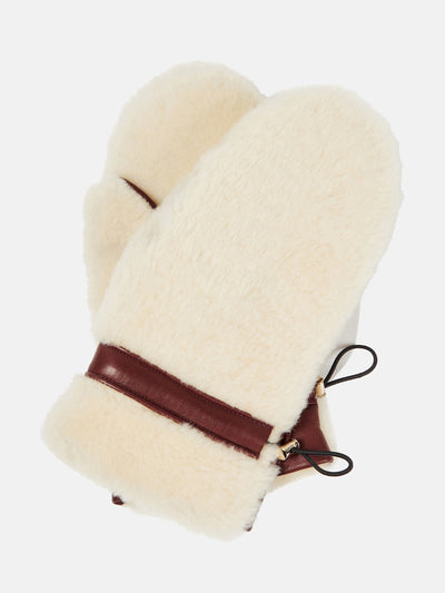 Chloé Leather-trimmed shearling mittens at Collagerie