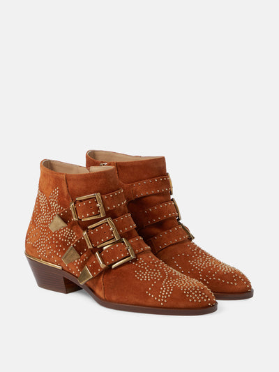 Chloé Brown studded suede ankle boots at Collagerie