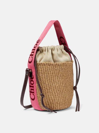 Chloé Beige basket bag with pink strap at Collagerie