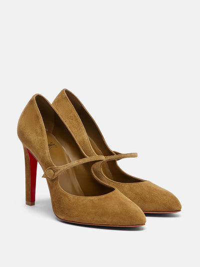 Christian Louboutin Mary Fannylove 100 suede pumps at Collagerie
