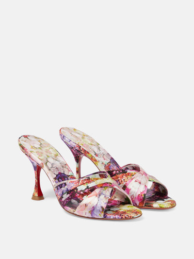 Christian Louboutin Nicol Is Back floral silk satin sandals at Collagerie