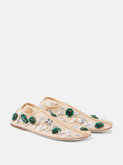 Christopher Esber Embla embellished mesh ballet flats at Collagerie