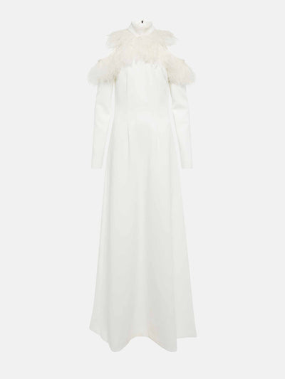 Christopher Kane White feather-trimmed crêpe gown at Collagerie