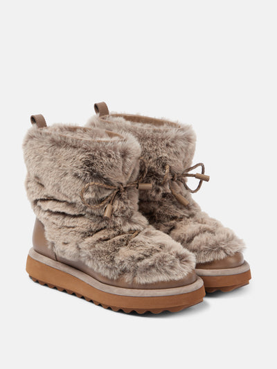 Clergerie Zeva leather-trimmed faux fur boots at Collagerie