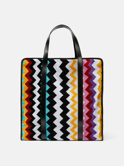 Missoni Multi-coloured zig zag towelling bag at Collagerie