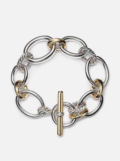 David Yurman DY Mercer 18kt gold and sterling silver chain bracelet with diamonds at Collagerie