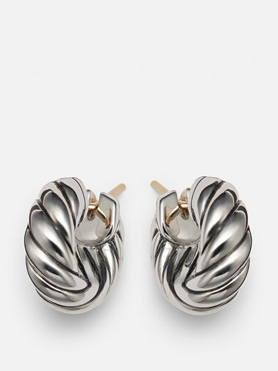 David Yurman Sculpted Cable sterling silver hoop earrings at Collagerie