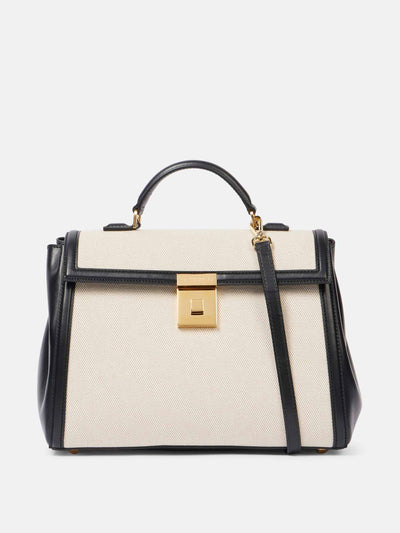 Demellier Paris Midi leather-trimmed canvas tote bag at Collagerie