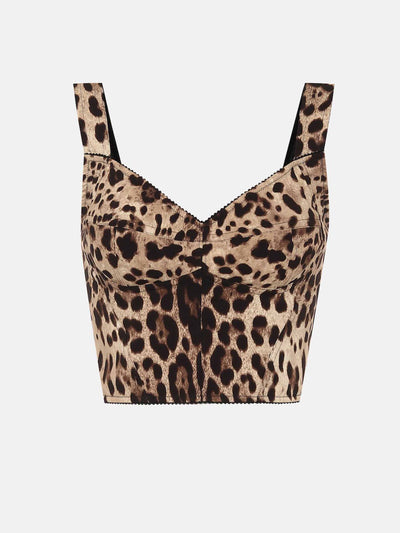 Dolce & Gabbana Leopard print silk bustier at Collagerie