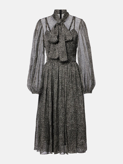 Dolce & Gabbana Chevron tie-neck silk-blend midi dress at Collagerie