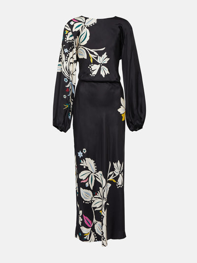 Dorothy Schumacher Flower Whirl silk midi dress at Collagerie