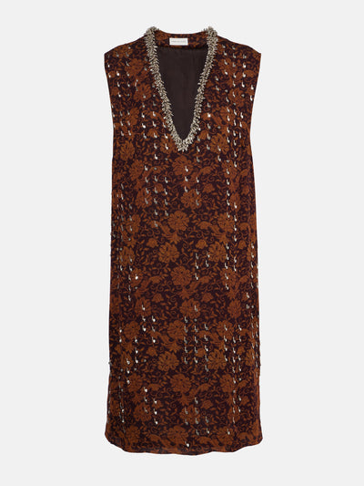 Dries Van Noten Floral embellished georgette midi dress at Collagerie