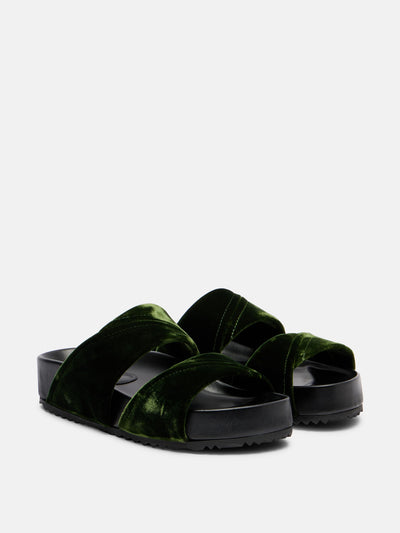 Dries Van Noten Leather-trimmed velvet slides at Collagerie