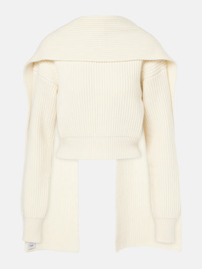 Erdem Cropped wool and cashmere scarf sweater at Collagerie