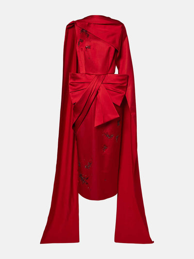 Erdem Draped bow-detail embellished satin gown at Collagerie