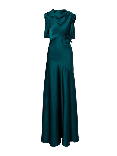 ERDEM Floral-appliqué satin gown at Collagerie