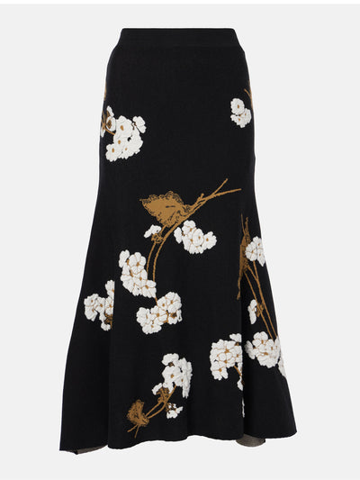 Erdem Knitted floral jacquard midi skirt at Collagerie